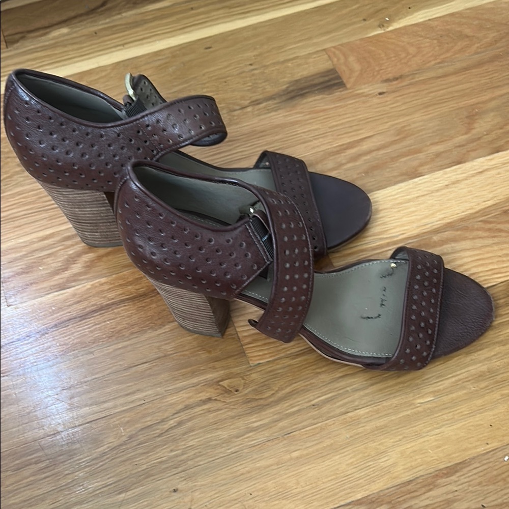 Ecco Brown Leather Braided Heels